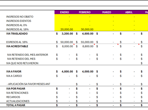 Papel de trabajo para el cálculo de impuestos personas físicas.