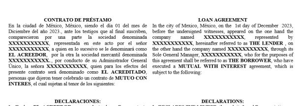Formato de contrato de préstamo con interés (español e inglés) - Imagen 2