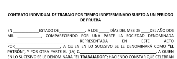 Contrato individual de trabajo por tiempo indeterminado sujeto a un periodo de prueba - Image 2