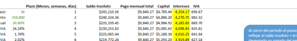 Tabla de amortización y cálculo de interés anual - Imagen 3
