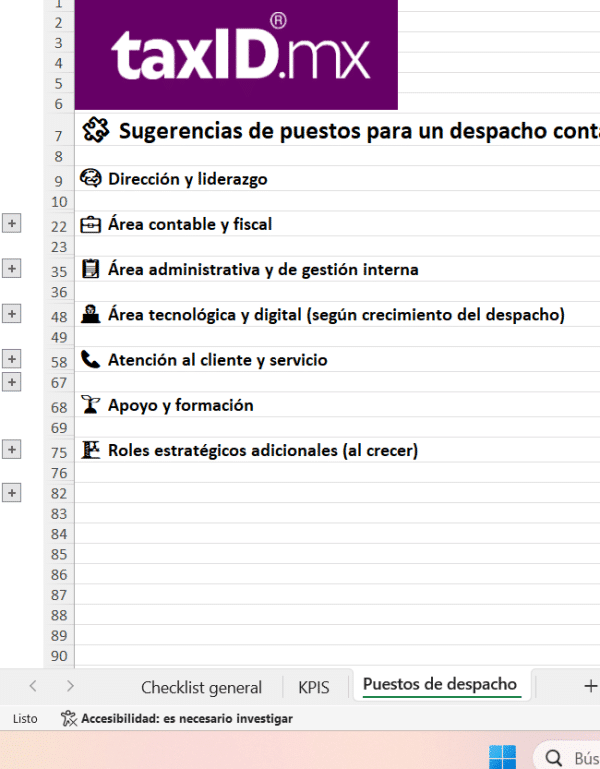 Checklist Inicio de Operaciones, KPIS y Puestos de un Despacho Contable - Imagen 5